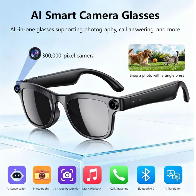 Cycling Glasses - Smart Photo Taking Bluetooth Sunglasses with