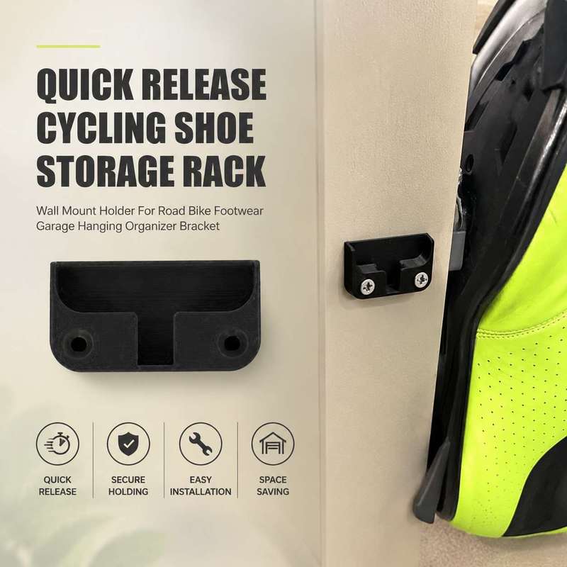 Cycling Gear Wall Storage - Quick Release Cycling Shoe Storage Rack