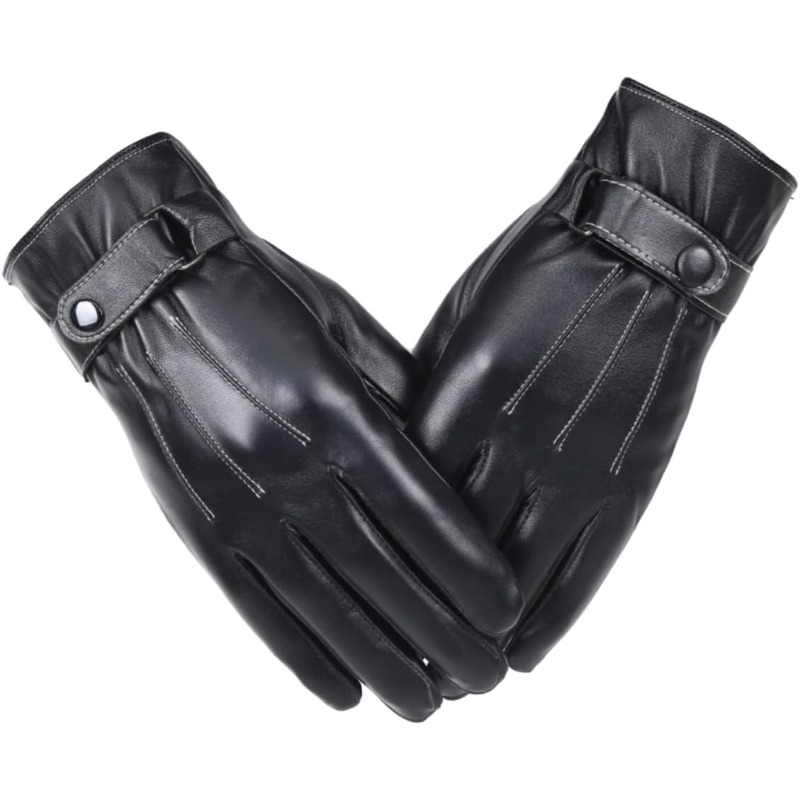 Cycling Hand Gear - Men's Gloves PU Leather Plush Lined