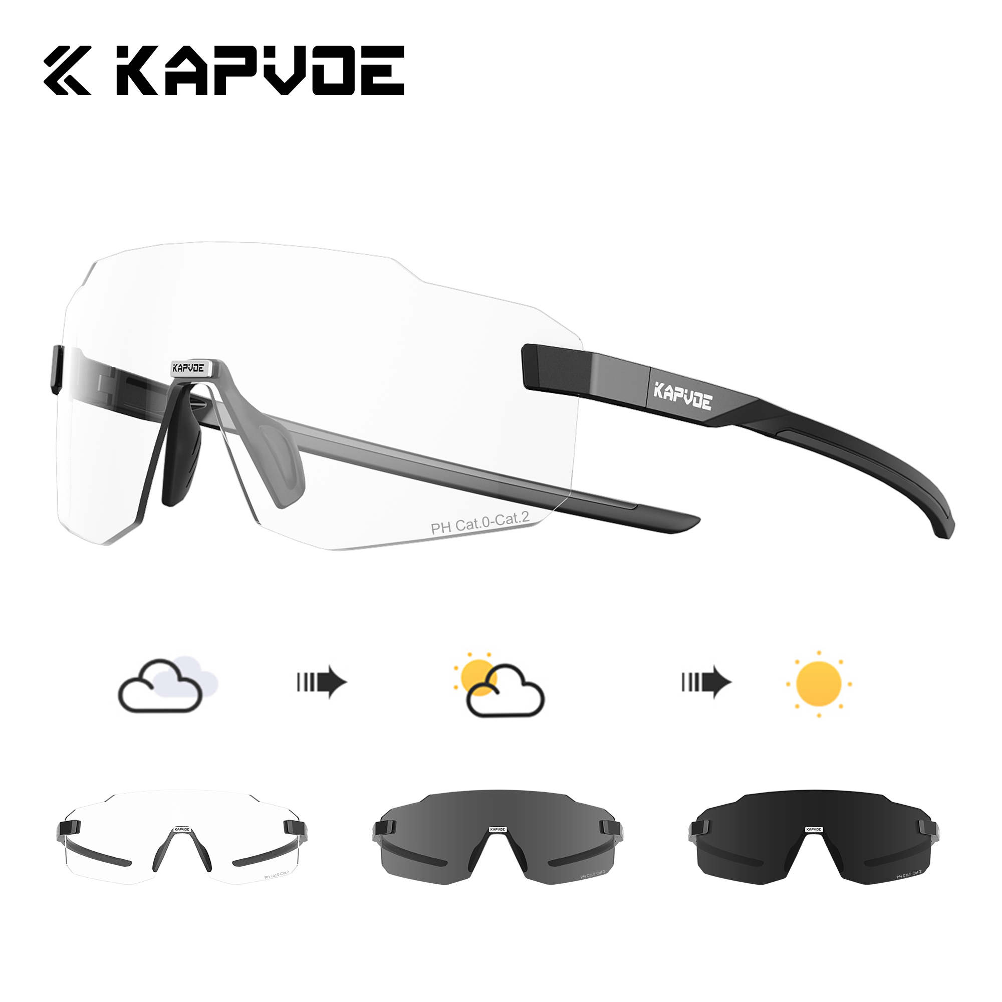 Cycling Glasses - Kapvoe Photochromic Cycling Glasses Marathon Running