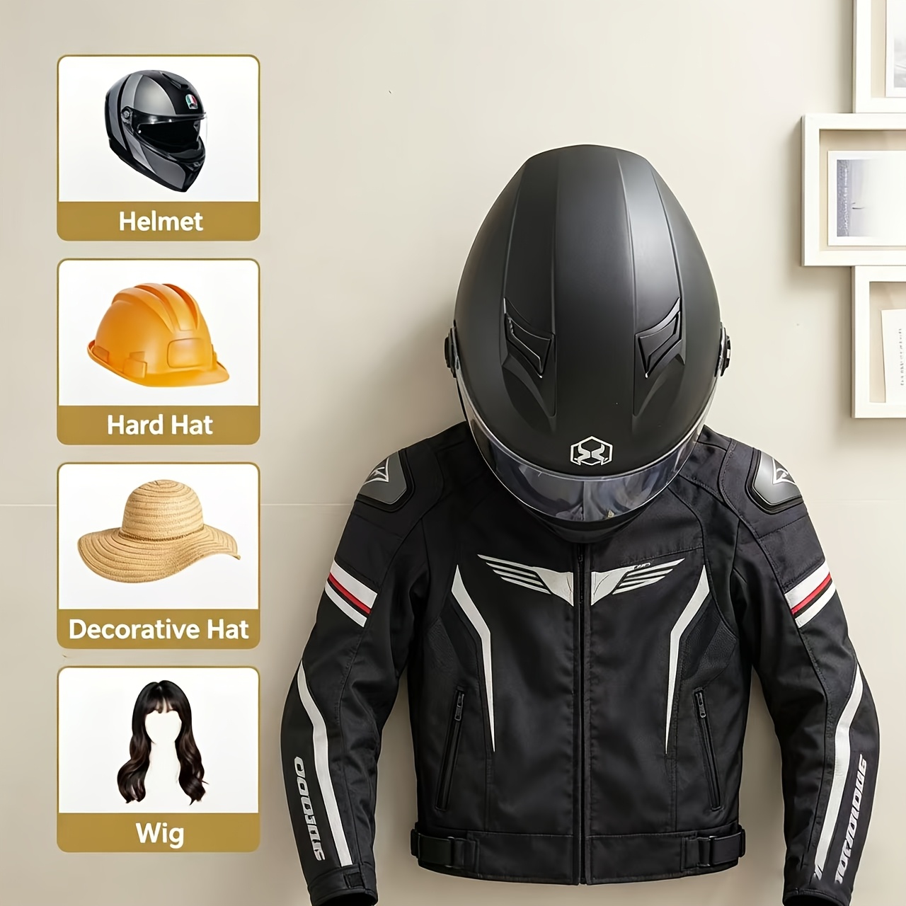 Motorcycle Helmet Holder Solid - Cycling Gear Wall Storage 评论和价格